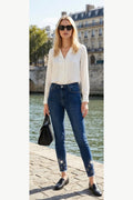 Diamanté Detail Stretch Skinny Jeans, Blue, front model view